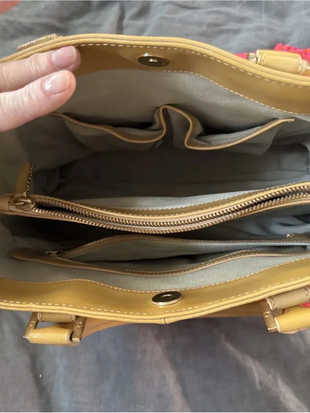 Tory Burch Robinson Tote in Camel Saffiano Leather—Includes Dustbag and Mirror
